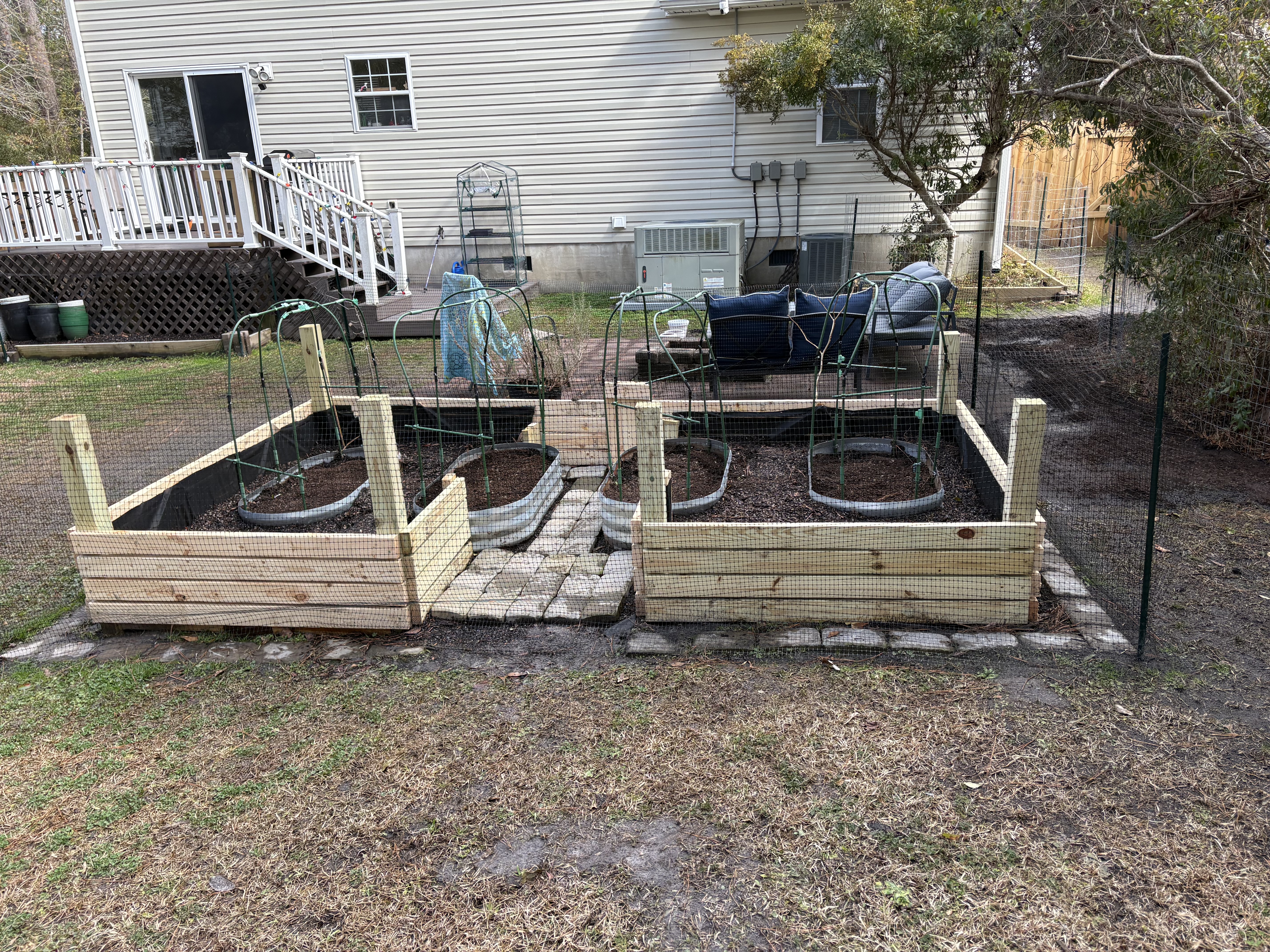Cedar raised garden beds built on-site