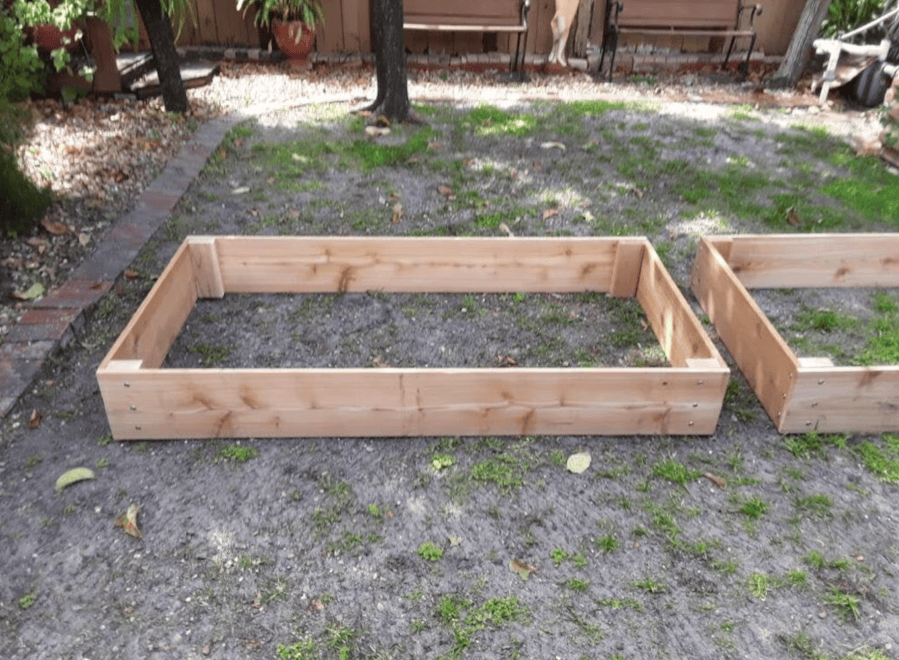 Two new cedar raised beds ready for soil