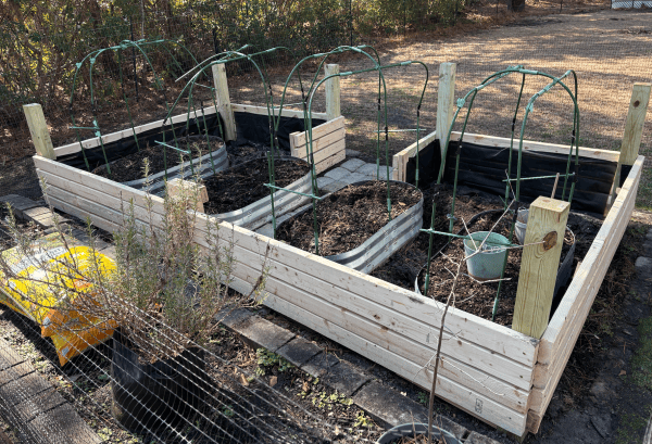 Two new cedar raised beds built and installed on site